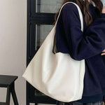 Soft leather women's shoulder bag: High-capacity, casual tote for shopping, in armpit style. - EX-STOCK CANADA