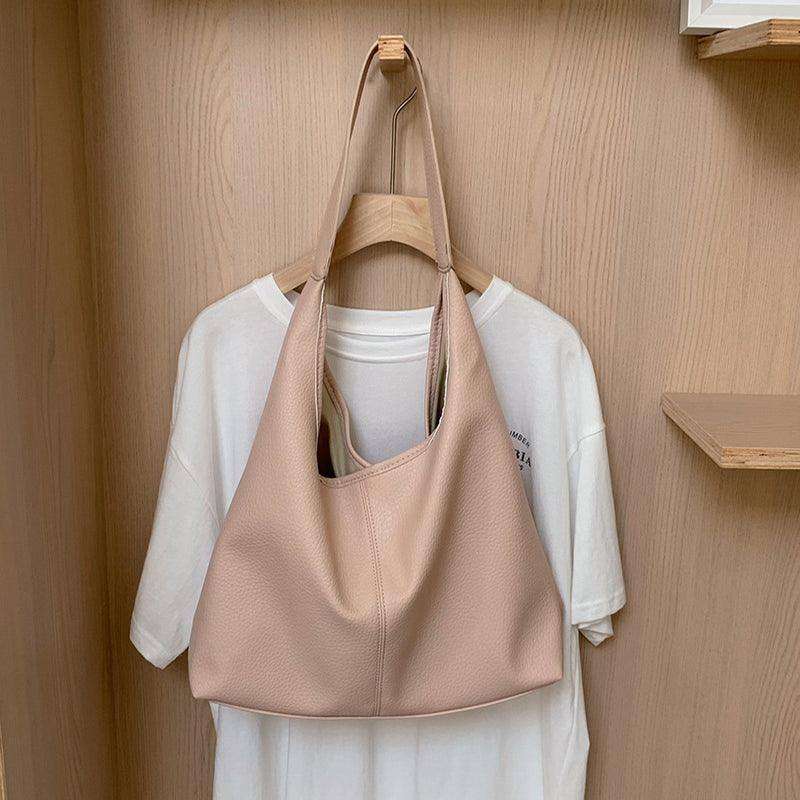 Soft leather women's shoulder bag: High-capacity, casual tote for shopping, in armpit style. - EX-STOCK CANADA