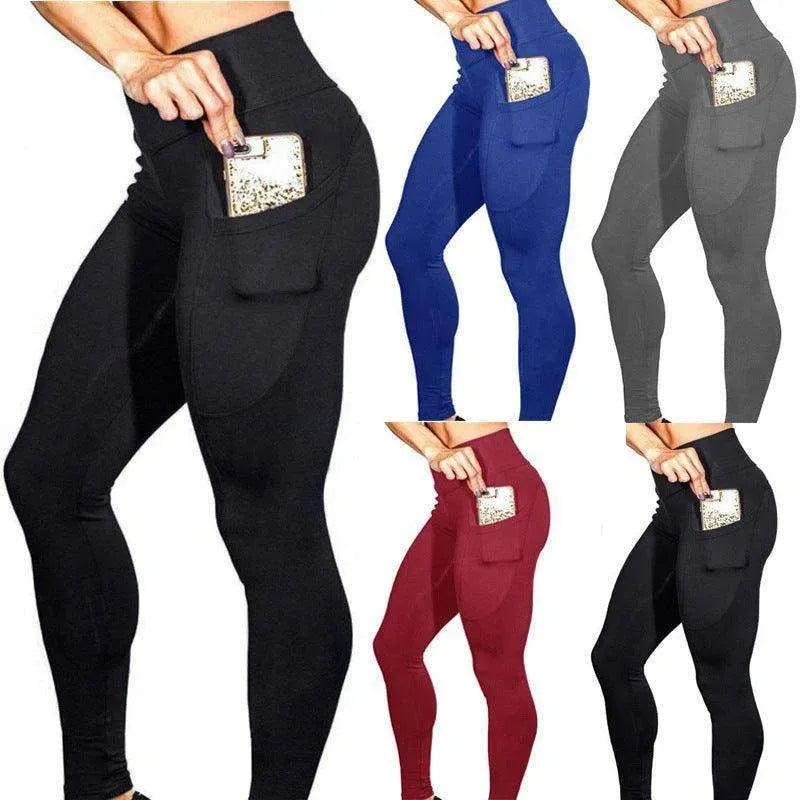 Solid color high waist yoga pants - EX-STOCK CANADA