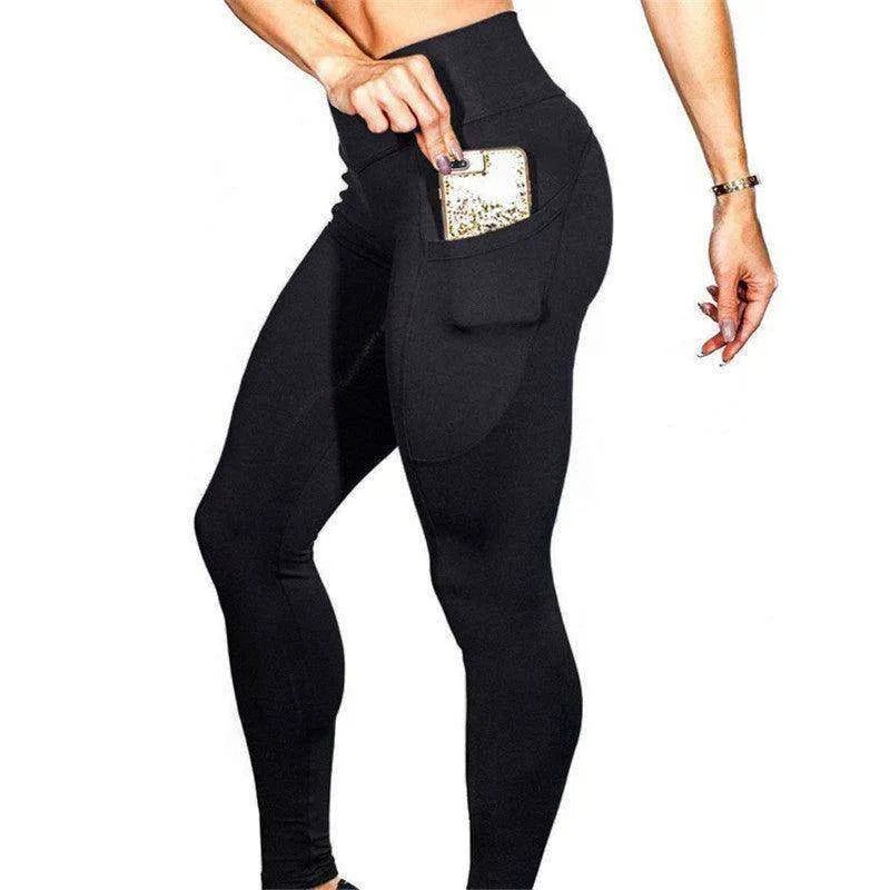 Solid color high waist yoga pants - EX-STOCK CANADA