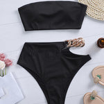 Solid Color Hollow Bikini Split Swimsuit Bikini - EX-STOCK CANADA