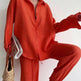 Solid Color Long Sleeve Top Straight Leg Pants Two-piece Set - EX-STOCK CANADA