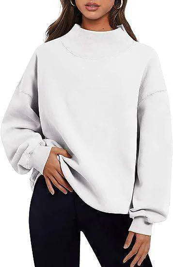 Solid Color Loose Tops Round Neck Hoodie Women Thick Clothing - EX-STOCK CANADA