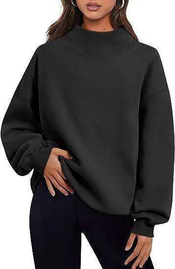 Solid Color Loose Tops Round Neck Hoodie Women Thick Clothing - EX-STOCK CANADA