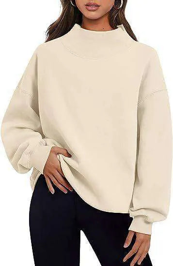 Solid Color Loose Tops Round Neck Hoodie Women Thick Clothing - EX-STOCK CANADA