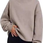 Solid Color Loose Tops Round Neck Hoodie Women Thick Clothing - EX-STOCK CANADA