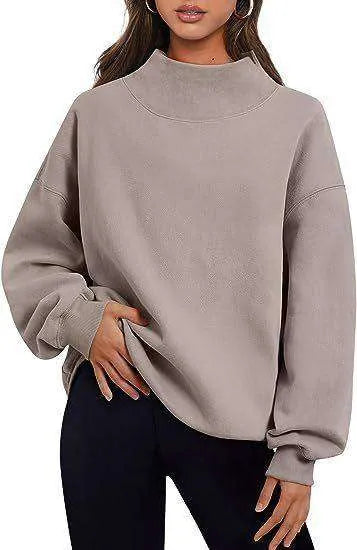 Solid Color Loose Tops Round Neck Hoodie Women Thick Clothing - EX-STOCK CANADA