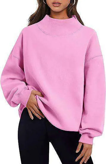 Solid Color Loose Tops Round Neck Hoodie Women Thick Clothing - EX-STOCK CANADA