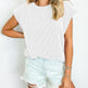 Solid Color Stripe Bat-sleeve T-shirt Summer Casual Loose Vest Tank Tops for Women. - EX-STOCK CANADA
