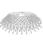 Sparling Rhinestone Diamond Fringed Tassel Choker Necklace for Women Bridal Wedding Luxury Necklace - EX-STOCK CANADA