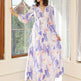 Spring NEW Long Casual Long Sleeve V-neck Printed Beach Long Flowy Dress - EX-STOCK CANADA