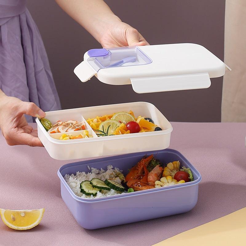 Square Compartment Lunch Lunch Box Canteen Plastic Lunch Box Microwaveable Heating - EX-STOCK CANADA