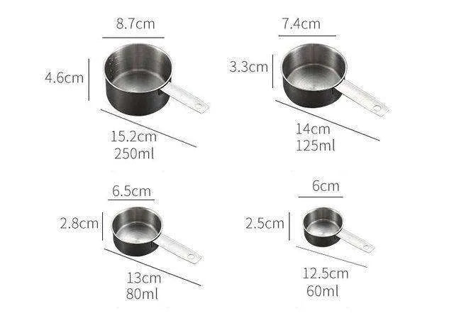 Stainless Steel Measuring Cup & Spoon Set, Stackable Spoons - EX-STOCK CANADA