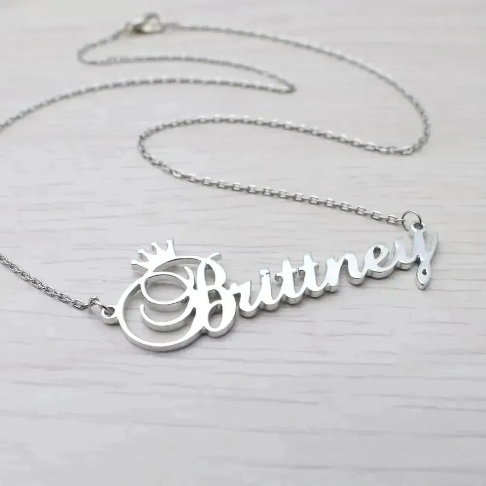 Stainless steel name letter custom crown necklace metal jewelry - EX-STOCK CANADA