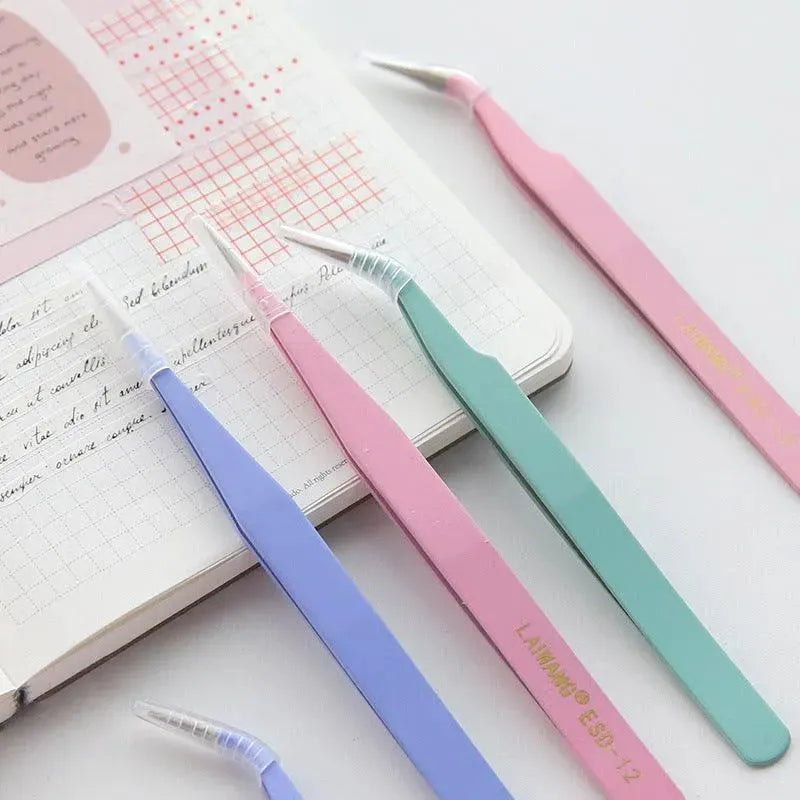 Stainless Steel Tweezers Macaron Colored Handbook And Paper Tape - EX-STOCK CANADA