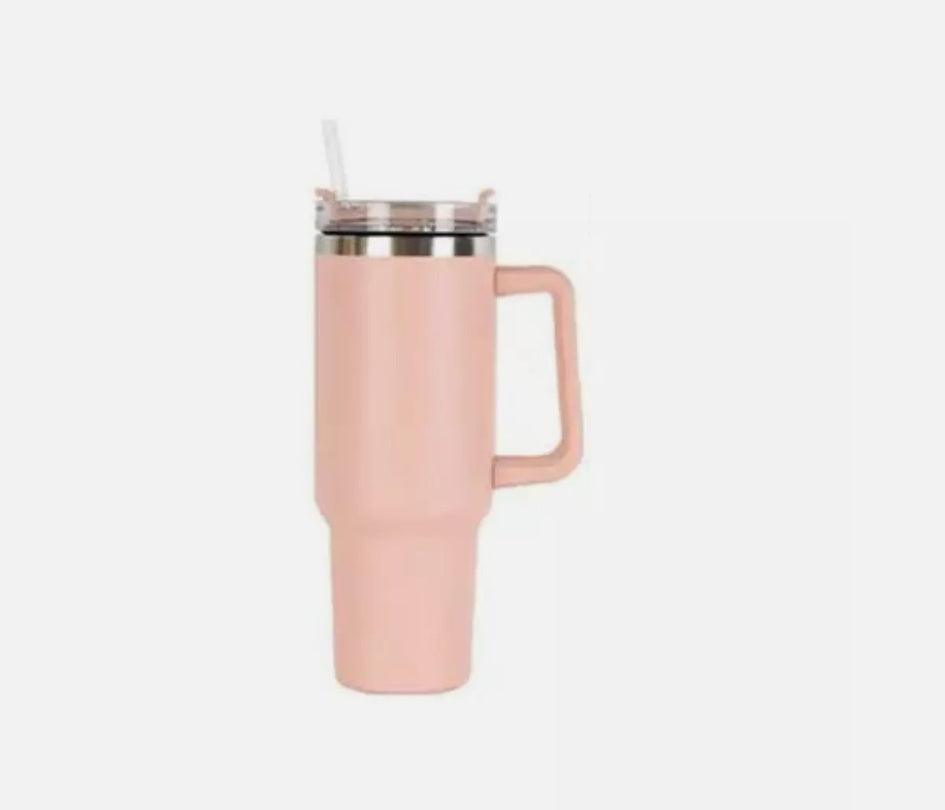 Stainless Steel Water Tumbler 40 Oz Cup Handle Straw Insulated Bottle Dupe Mug - EX-STOCK CANADA