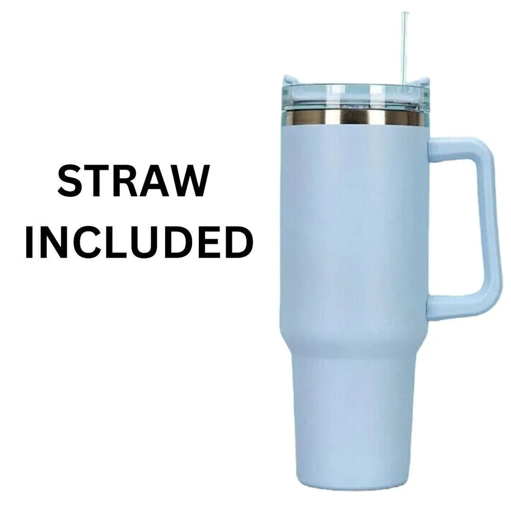 Stainless Steel Water Tumbler 40 Oz Cup Handle Straw Insulated Bottle Dupe Mug - EX-STOCK CANADA