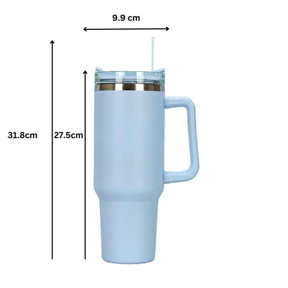 Stainless Steel Water Tumbler 40 Oz Cup Handle Straw Insulated Bottle Dupe Mug - EX-STOCK CANADA