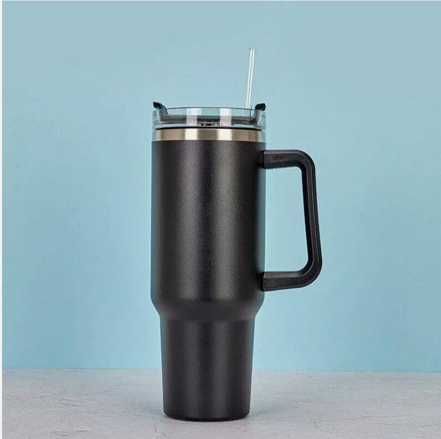 Stainless Steel Water Tumbler 40 Oz Cup Handle Straw Insulated Bottle Dupe Mug - EX-STOCK CANADA