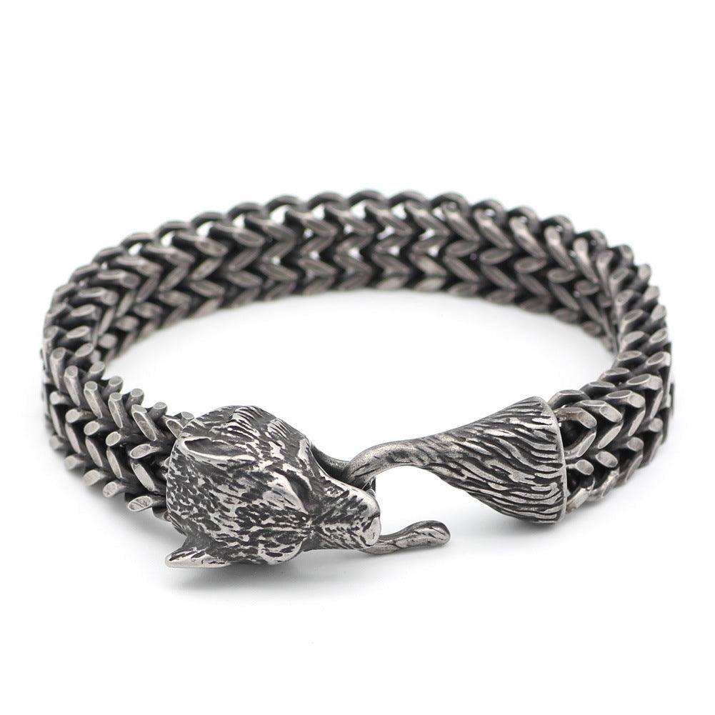 Stainless Wolf Head Chain Bracelet: Wholesale Fashion Gift - EX-STOCK CANADA