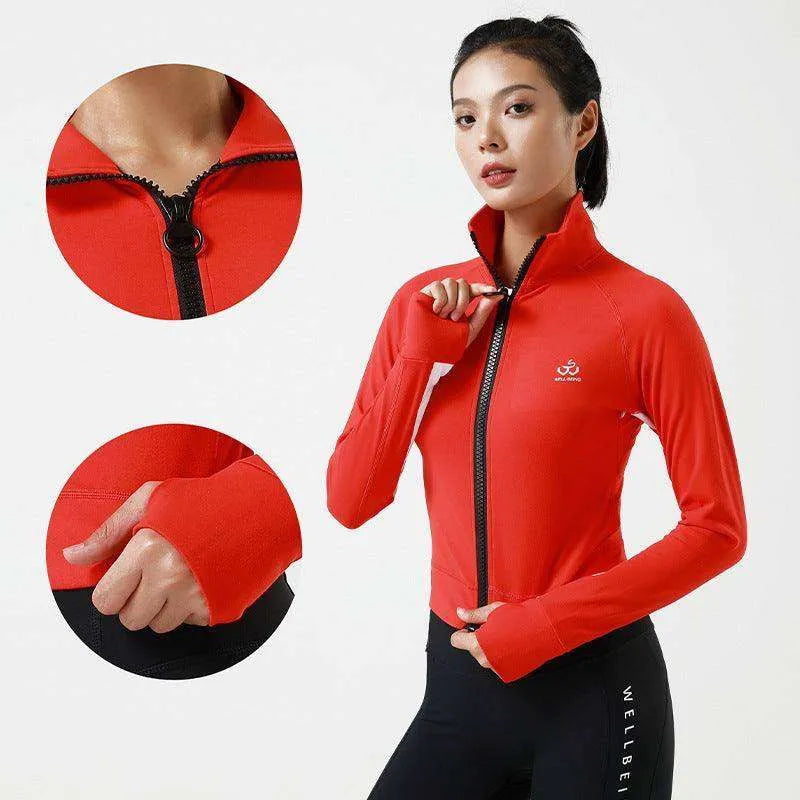 Stand up Collar Workout long sleeved quick drying yoga exercise jacket - EX-STOCK CANADA