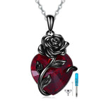 Sterling 925 Silver Heart Rose Urn Necklace for Ashes Cremation Jewelry - EX-STOCK CANADA