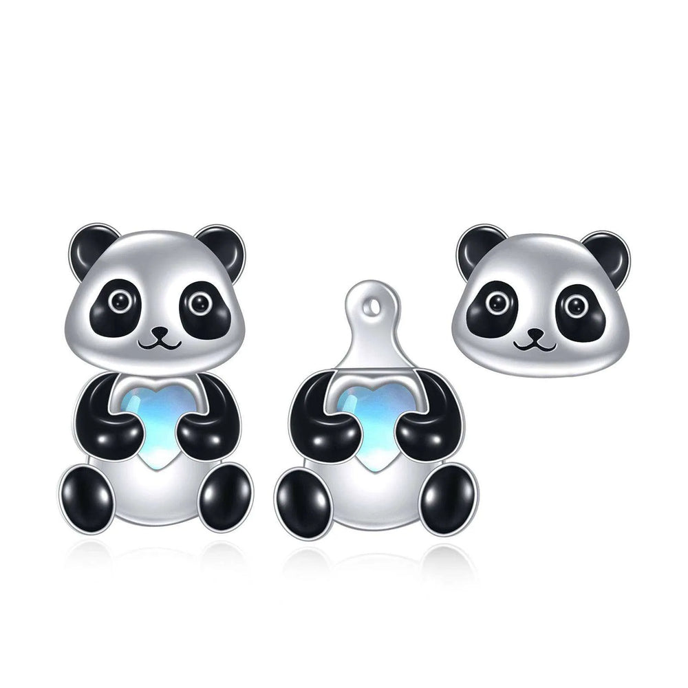 Sterling 925 Silver Panda Stud Ear Jacket Front Back Earrings - EX-STOCK CANADA