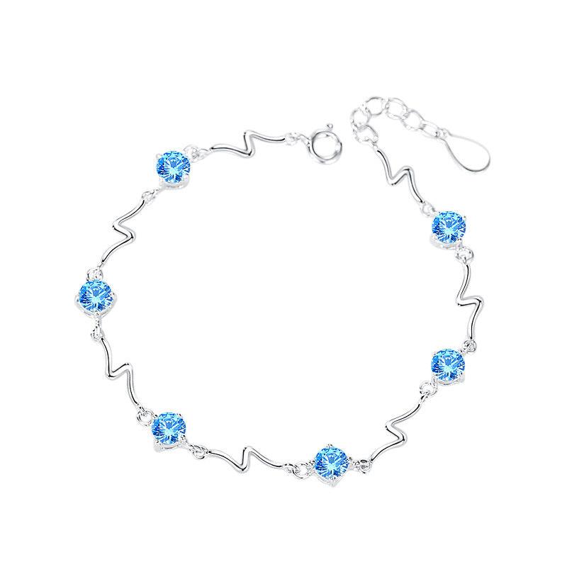 Sterling Silver Heartbeat Crystal Bracelet Female Lightning Silver Bracelet for Women - EX-STOCK CANADA