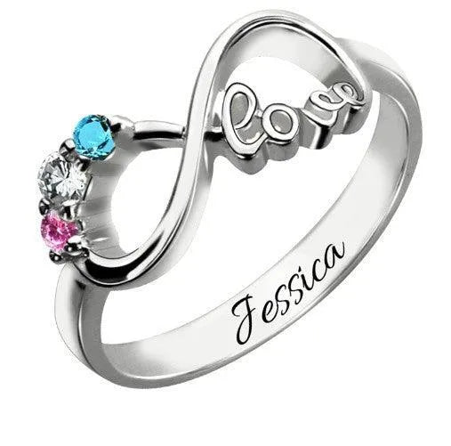 Sterling Silver Infinity Ring Jewelry Personalized Name Custom Ring - EX-STOCK CANADA