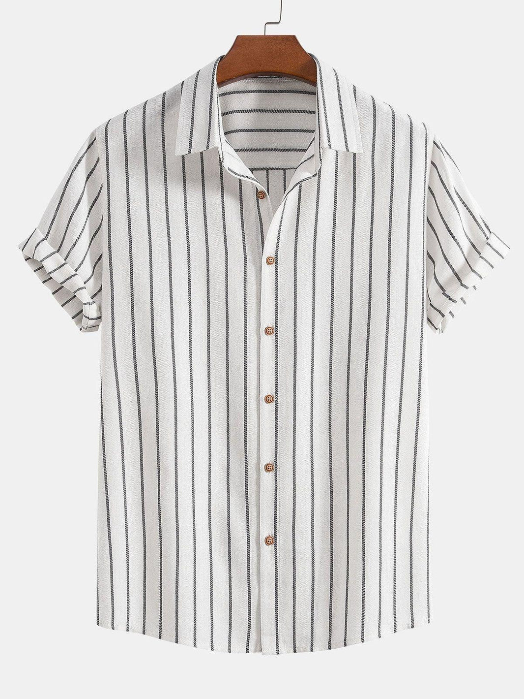 Striped Digital Printing Men's Short-sleeved Shirt - EX-STOCK CANADA