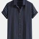 Striped Digital Printing Men's Short-sleeved Shirt - EX-STOCK CANADA