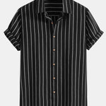 Striped Digital Printing Men's Short-sleeved Shirt - EX-STOCK CANADA