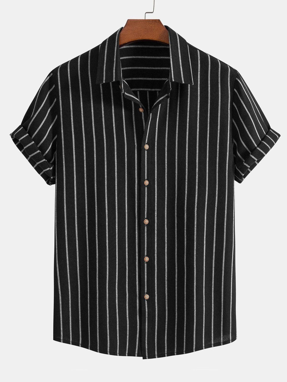 Striped Digital Printing Men's Short-sleeved Shirt - EX-STOCK CANADA