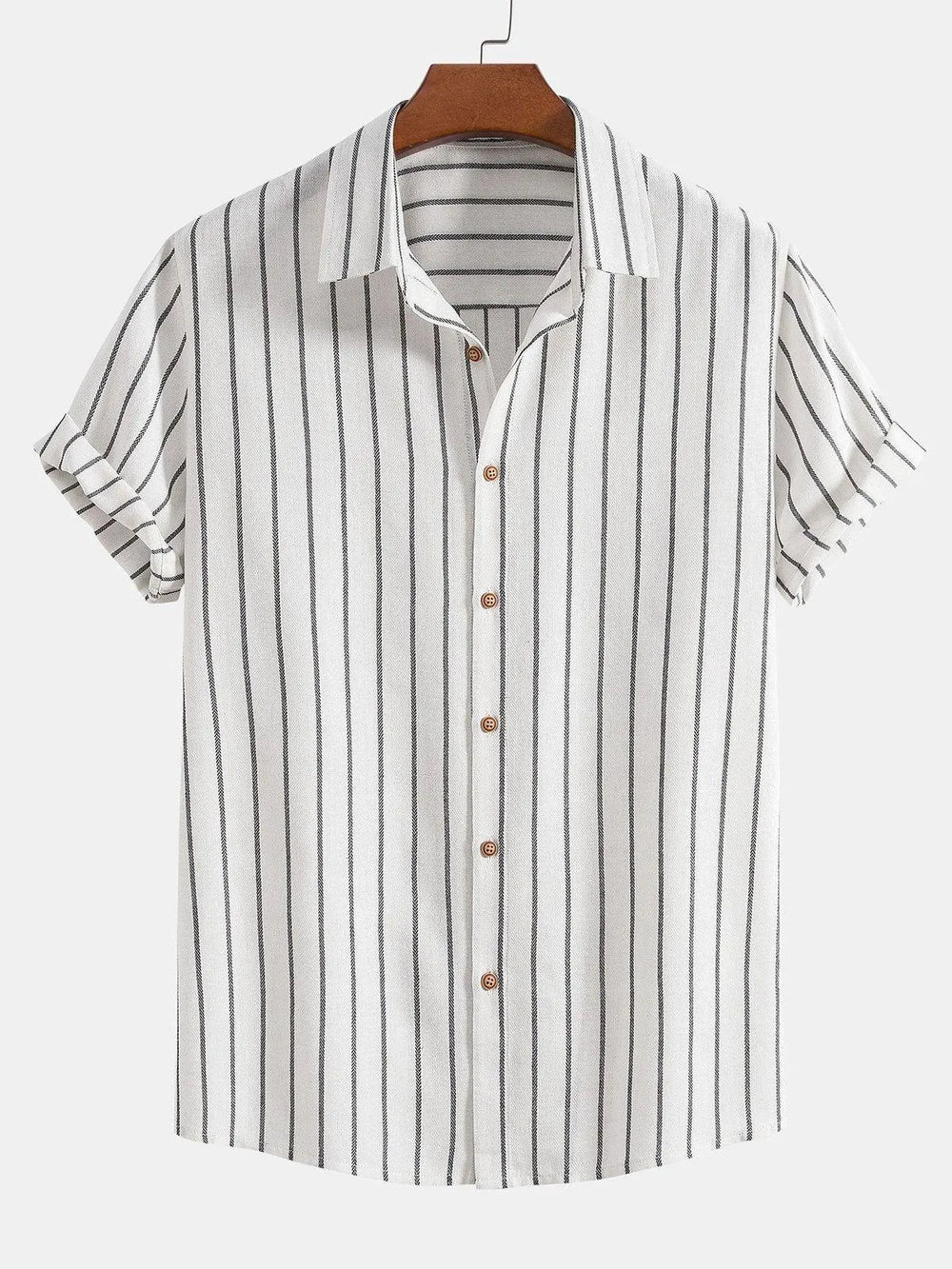 Striped Digital Printing Men's Short-sleeved Shirt - EX-STOCK CANADA