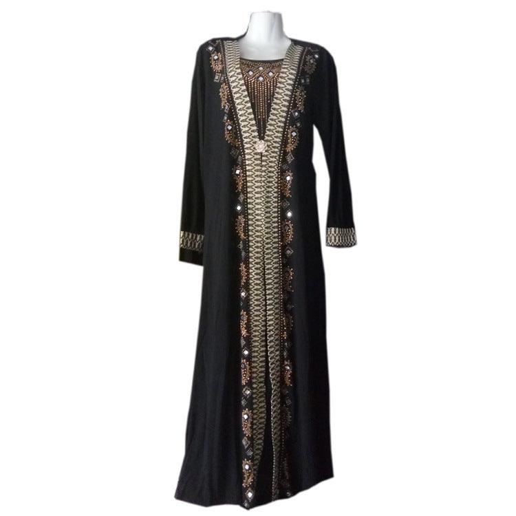 Striped Gold Powder Turkey Middle East Arab Dubai Ladies Robe Dress - EX-STOCK CANADA