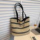 Striped Large Capacity Casual Handbag Summer Straw Bags - EX-STOCK CANADA