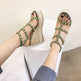 Studded Fashion Roman Style Platform Wedge Heel Women Sandals. - EX-STOCK CANADA