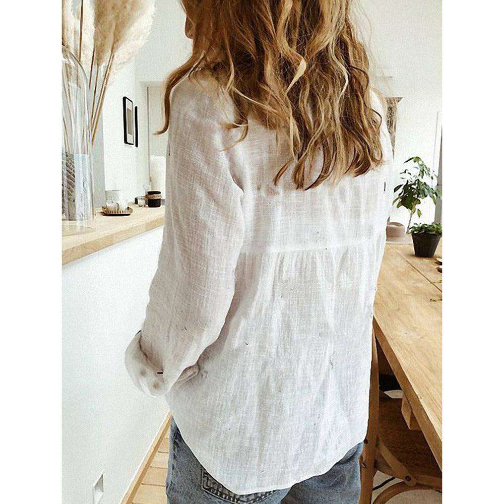 Stylish Casual Loose Long Sleeve Linen Shirt - EX-STOCK CANADA