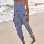 Stylish Flattering Sleeveless spaghetti straps.& flowy jumpsuit - EX-STOCK CANADA