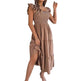 Summer Dress Casual Women's Sleeveless Midi Dress Pleated Long Layered Dress - EX-STOCK CANADA