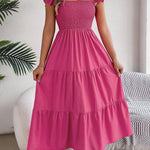 Summer Dress Casual Women's Sleeveless Midi Dress Pleated Long Layered Dress - EX-STOCK CANADA