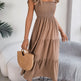 Summer Dress Casual Women's Sleeveless Midi Dress Pleated Long Layered Dress - EX-STOCK CANADA