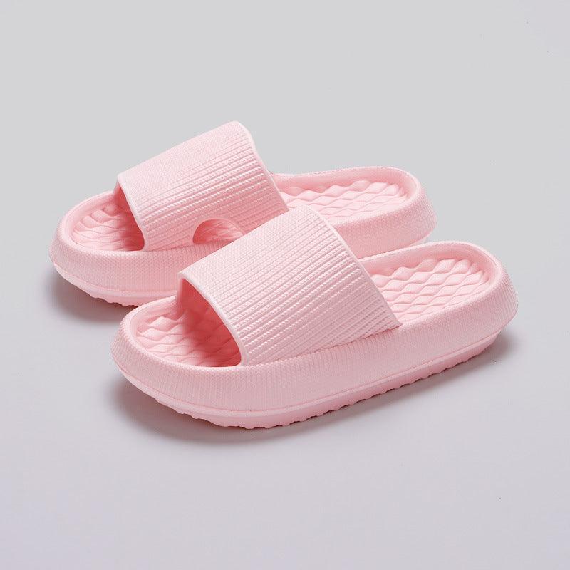 Summer EVA Slippers Solid Color Rhombus Stripe Anti-slip Slippers New Women's Home Shoes - EX-STOCK CANADA