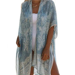 Summer Mid-length Slit Print Loose Beach Cover Sun Protection Shirt - EX-STOCK CANADA