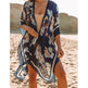 Summer Mid-length Slit Print Loose Beach Cover Sun Protection Shirt - EX-STOCK CANADA