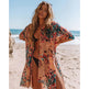 Summer Mid-length Slit Print Loose Beach Cover Sun Protection Shirt - EX-STOCK CANADA