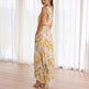 Summer Printed Oblique Shoulder Elastic Waist Vacation Floral Sleeveless Midi Dress - EX-STOCK CANADA