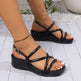 Summer Roman Sandals For Women Versatile Open-toe Thick-soled Beach Shoes Retro Cross-strap Wedges Sandals - EX-STOCK CANADA