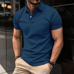 Summer Short Sleeve Polo Shirt Men Solid Color Button Lapel Button Top - EX-STOCK CANADA