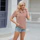 Summer Short Sleeve T-shirt Casual Loose Solid Color Zipper And Lapel Top For Women - EX-STOCK CANADA